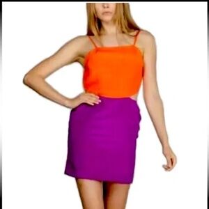 Line & Dot Silk Colorblock Spaghetti Strap Side Cut Out  Mini Slip Dress Size M